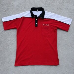 Vintage 60s Hilton Bowling Shirt Chainstitch Mens Large Red White Black USA Made